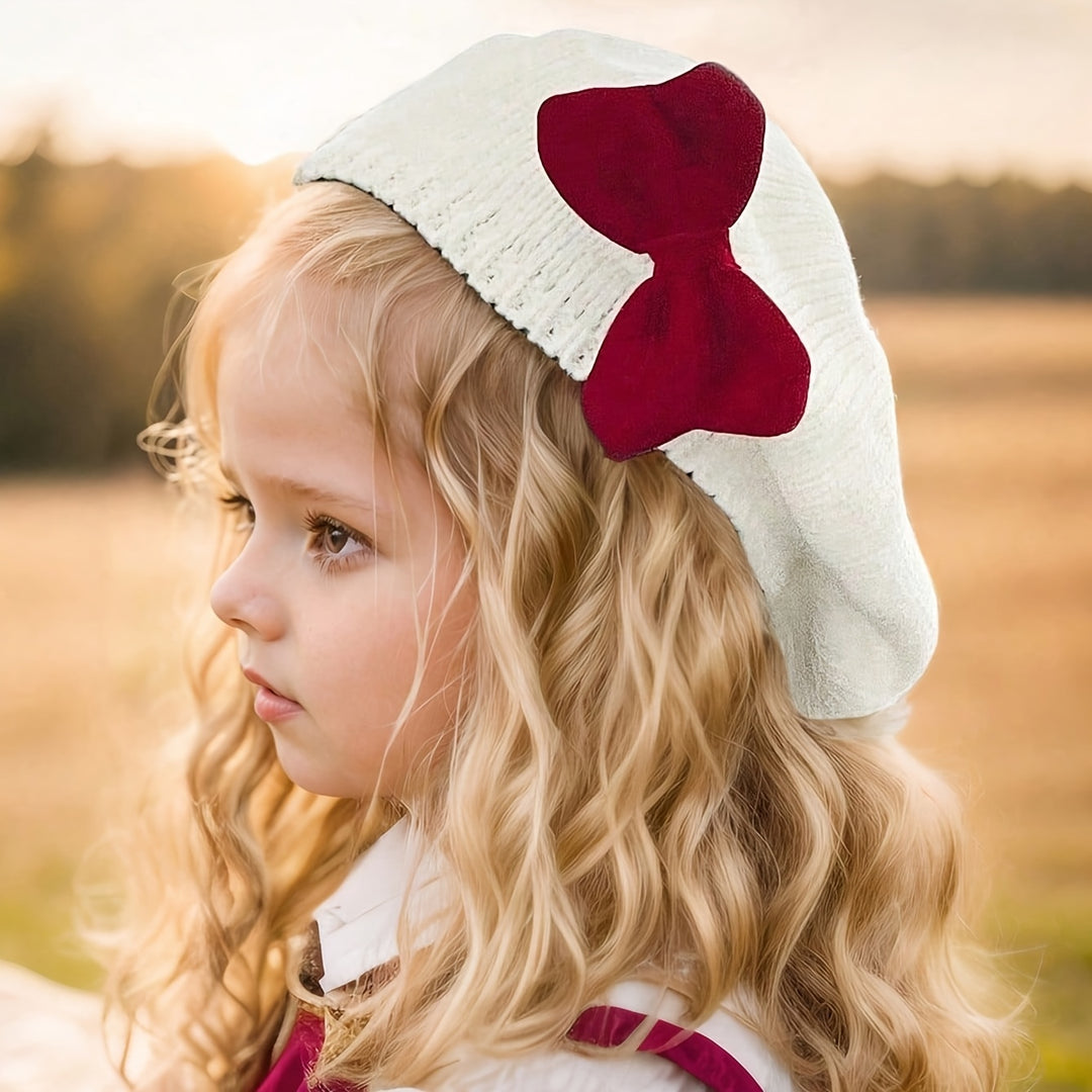 RibbonCozy™ – Meisjes Wintermuts met Strik – Zachte Gebreide Beanie
