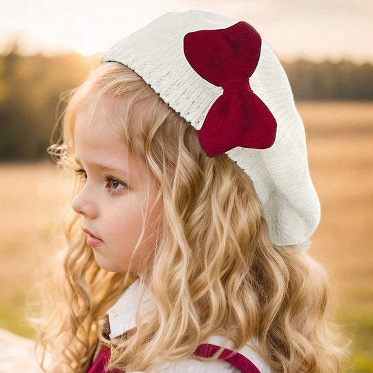 RibbonCozy™ – Meisjes Wintermuts met Strik – Zachte Gebreide Beanie