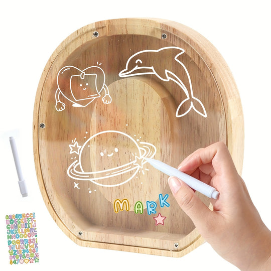 AlphaBank™ – Houten Spaarpot met Alfabet – Kleurrijk & Duurzaam