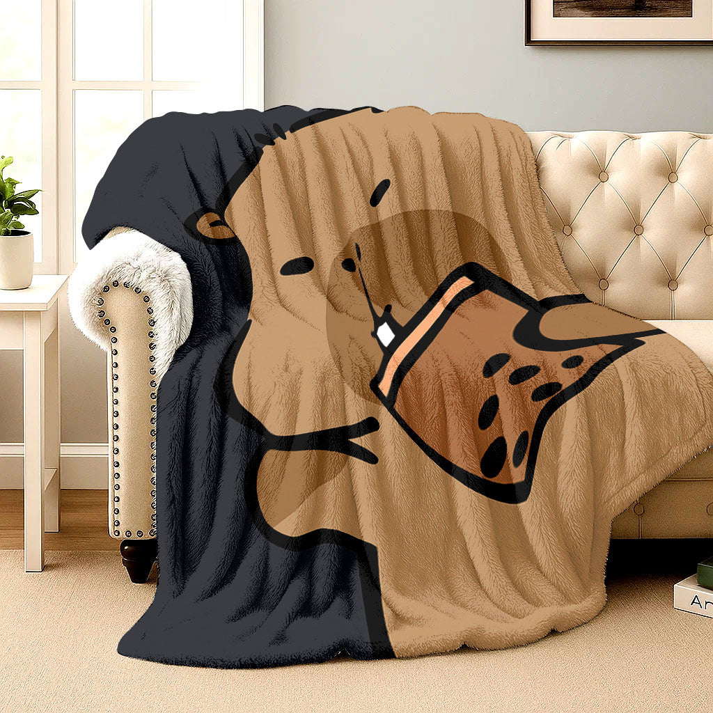 CapaCozy™ – Capybara Boba Thee Flanellen Deken voor Bed & Bank