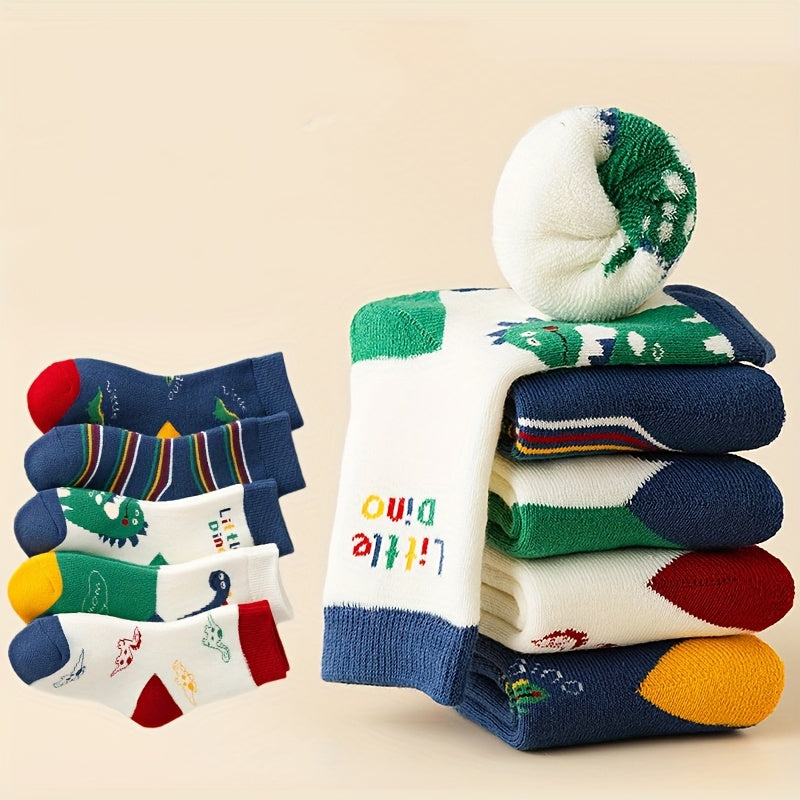 DinoSteps™ – 10-Pack Jongens Wintersokken Set – Warme Mid-Calf Sokken