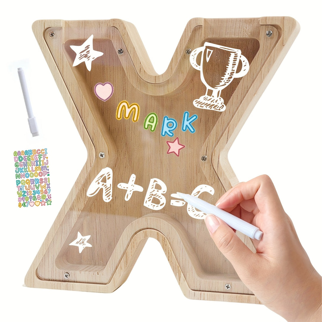 AlphaBank™ – Houten Spaarpot met Alfabet – Kleurrijk & Duurzaam