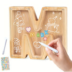 AlphaBank™ – Houten Spaarpot met Alfabet – Kleurrijk & Duurzaam