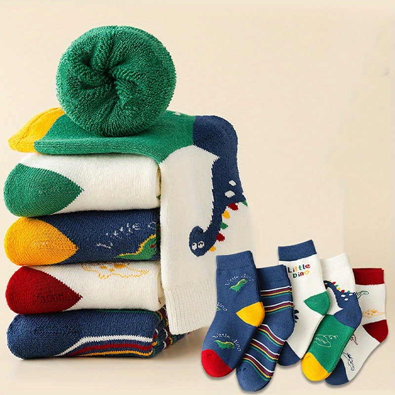 DinoSteps™ – 10-Pack Jongens Wintersokken Set – Warme Mid-Calf Sokken