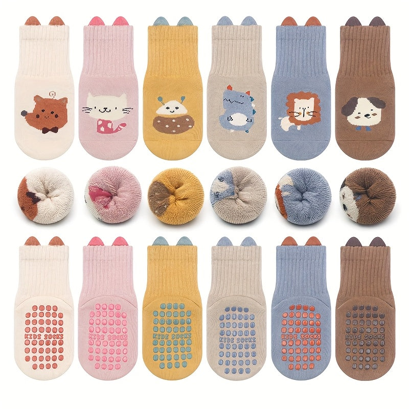 CozySteps™ – 6-Pack Kindersokken Set – Dikke Anti-Slip Sokken