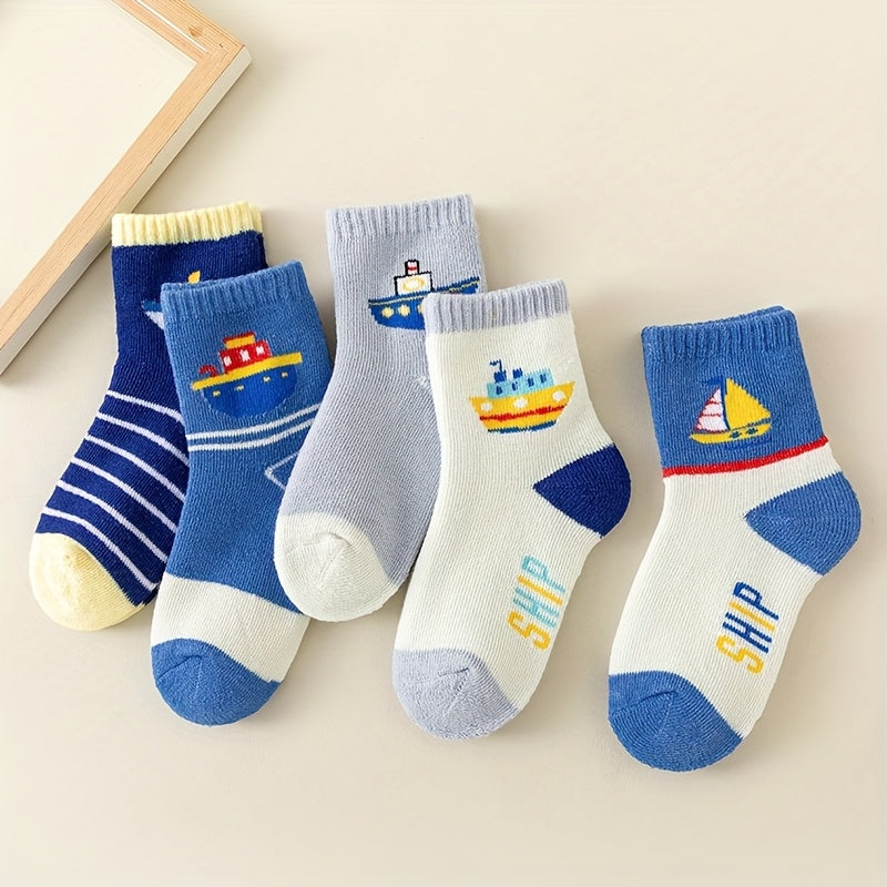SailCrew™ – 5-Pack Kindersokken – Dikke Winter Sokken