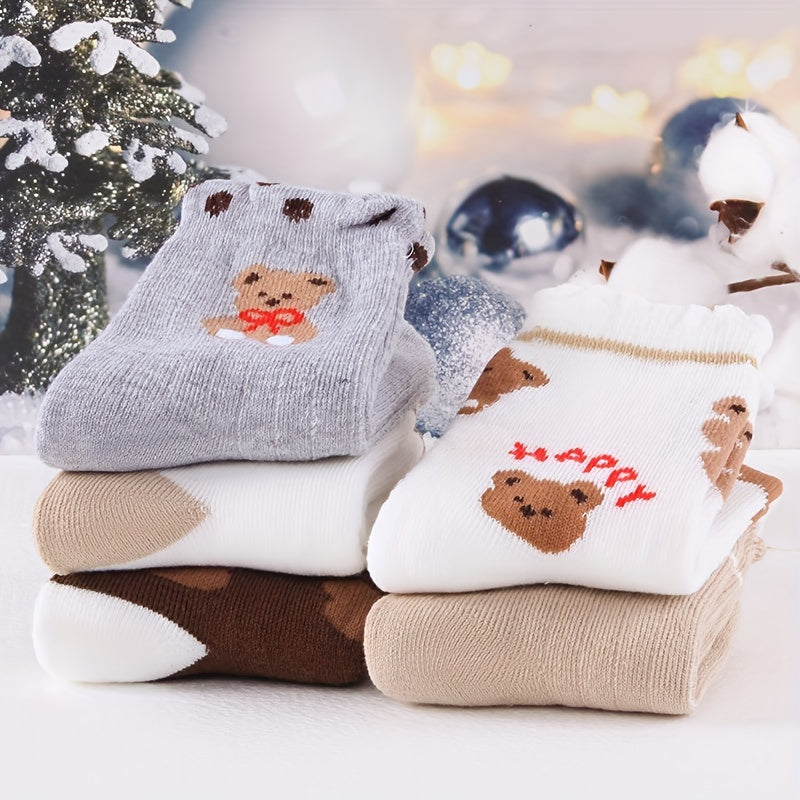 BearCharm™ – 5-Pack Meisjes Wintersokken Set – Warme Dikke Sokken
