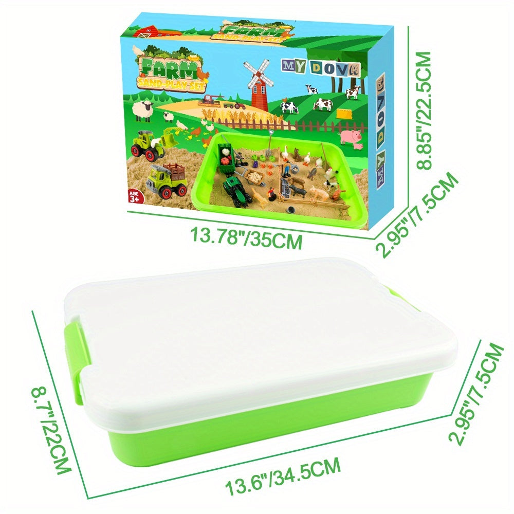 FarmFun™ – Sensorisch Boerderij Speelset – DIY Zandbak Speelgoed met Tractor & Dieren