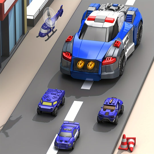 AutoMorph™ – 5-in-1 Transformerende Politieauto Bouwset