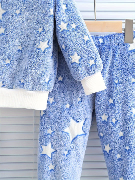 StarGlow™ – Jongens Pyjama Set – Pluche & Sterrenprint