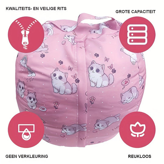 KittyNest™ Grote Kitten Bean Bag Hoes – Zachte Opberger & Zitkussen