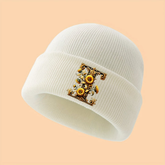 GoldenLetter™ – Meisjes Initialen Muts – Zacht & Winter Warm