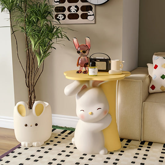 BunnyHaven™ – Groot Konijn Bijzetdecor – Konijn Sculptuur met Dienblad