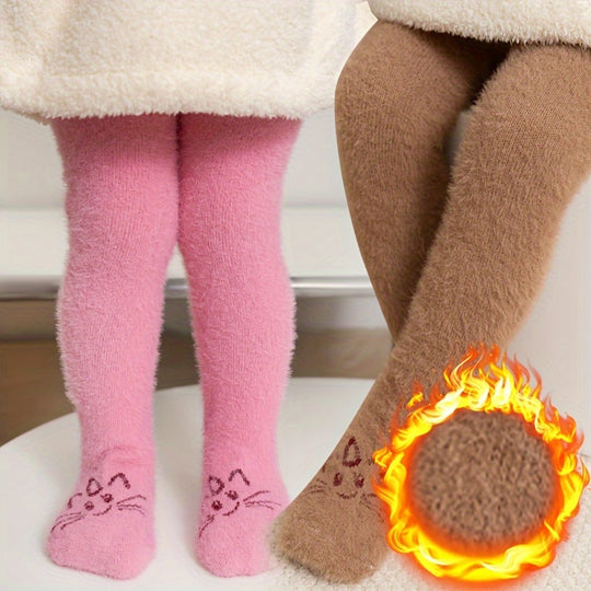 KittyPrincess™ – 2-Pack Meisjes Panty Set – Warme Kattenprint Panty’s