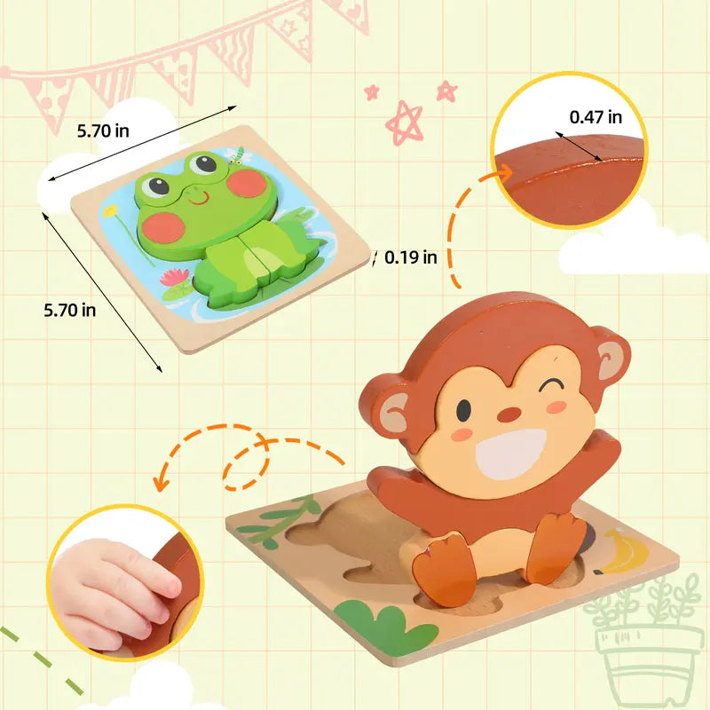 MiloMinds™ – Houten Chunky Puzzelset – Montessori Leer Speelgoed