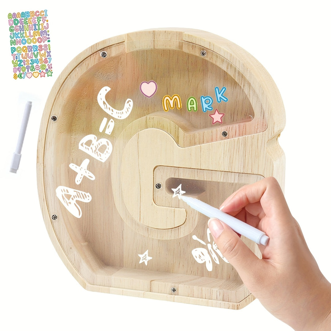 AlphaBank™ – Houten Spaarpot met Alfabet – Kleurrijk & Duurzaam