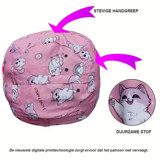 KittyNest™ Grote Kitten Bean Bag Hoes – Zachte Opberger & Zitkussen