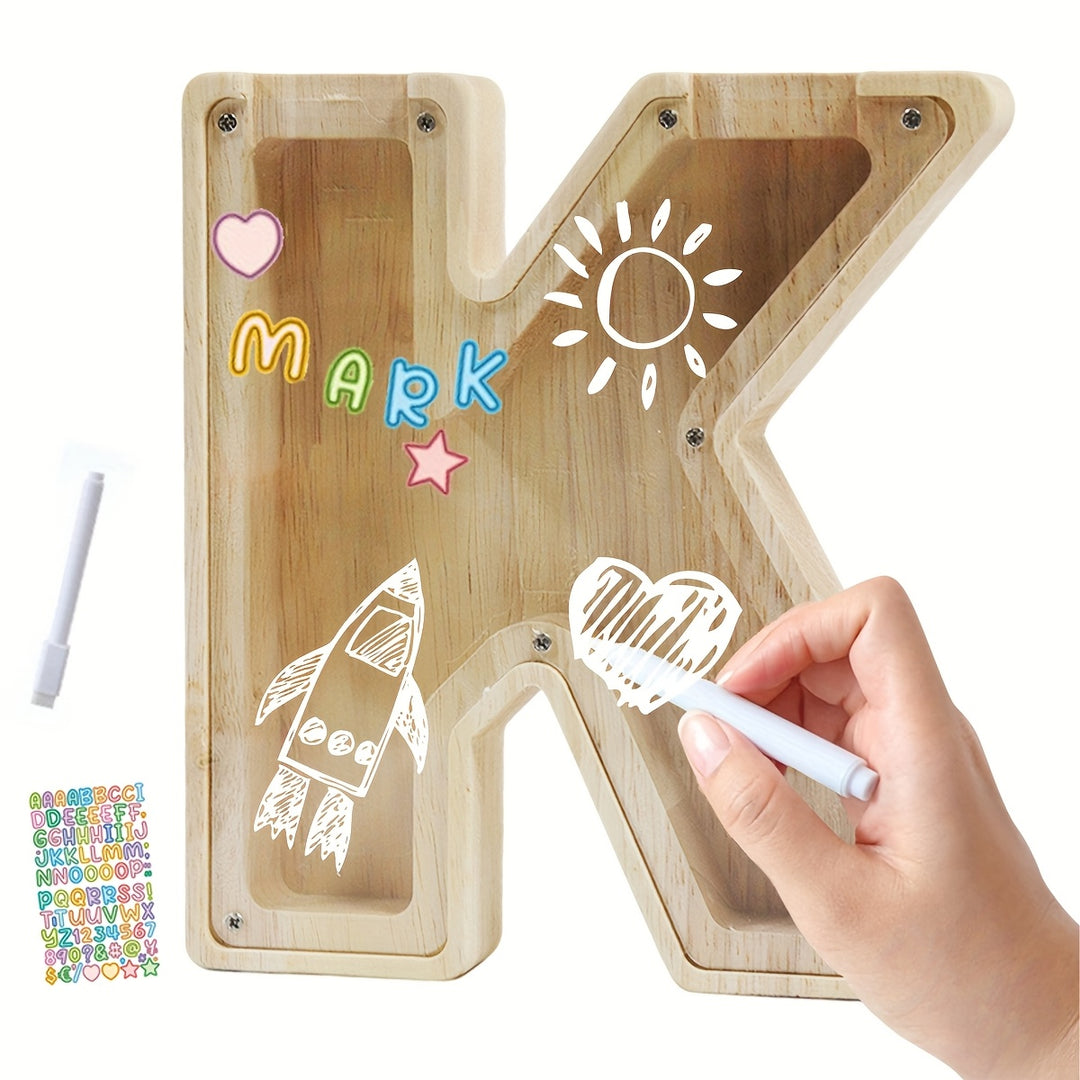 AlphaBank™ – Houten Spaarpot met Alfabet – Kleurrijk & Duurzaam