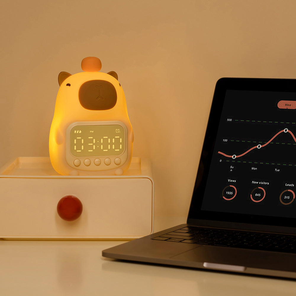 CapyGlow – Capibara Nachtlamp met Wekker