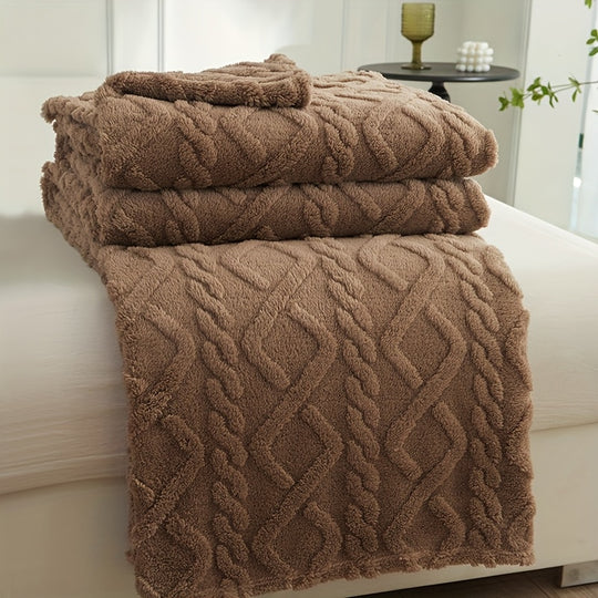 KnitCloud™ – 3D Kabelbrei Fleece Deken – Ultrazachte Microfiber Plaid