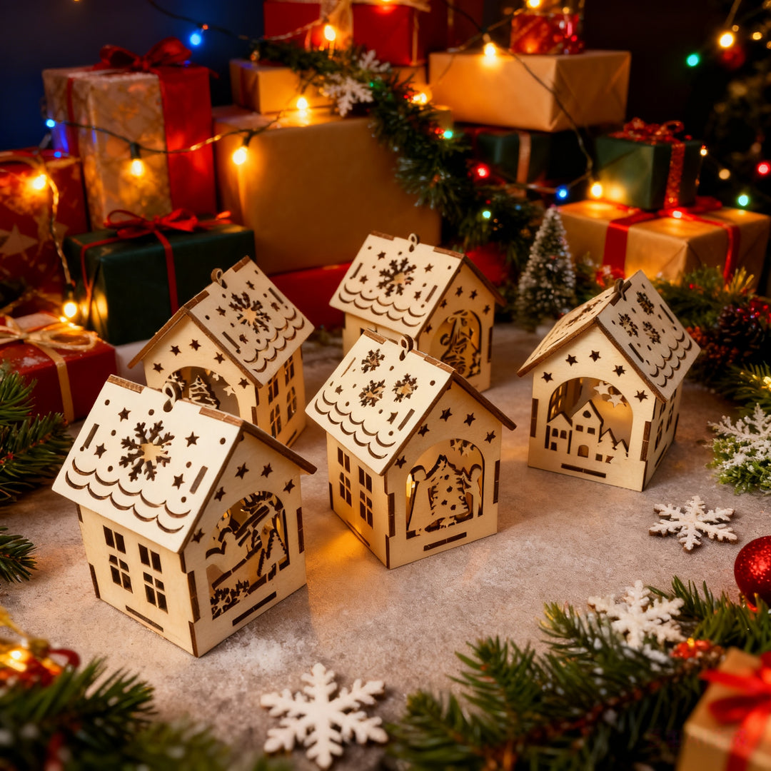 VillageCraft™ – 5-delige 3D Miniatuur Kerstdorp Bouwset
