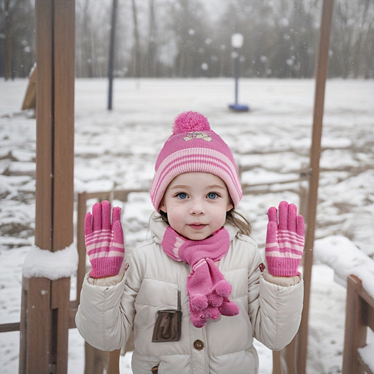 BearCozy™ – Meisjes 3-delige Winter Set – Sjaal, Muts & Handschoenen