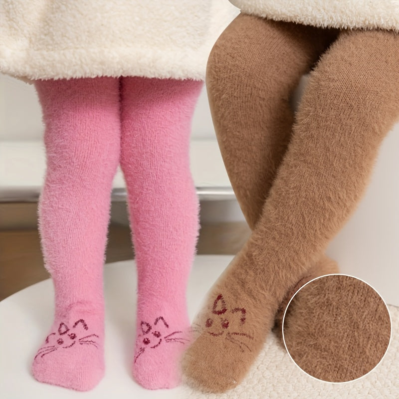 KittyPrincess™ – 2-Pack Meisjes Panty Set – Warme Kattenprint Panty’s