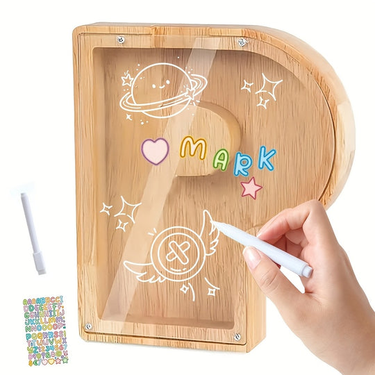 AlphaBank™ – Houten Spaarpot met Alfabet – Kleurrijk & Duurzaam