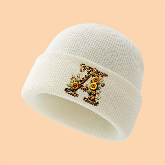 GoldenLetter™ – Meisjes Initialen Muts – Zacht & Winter Warm