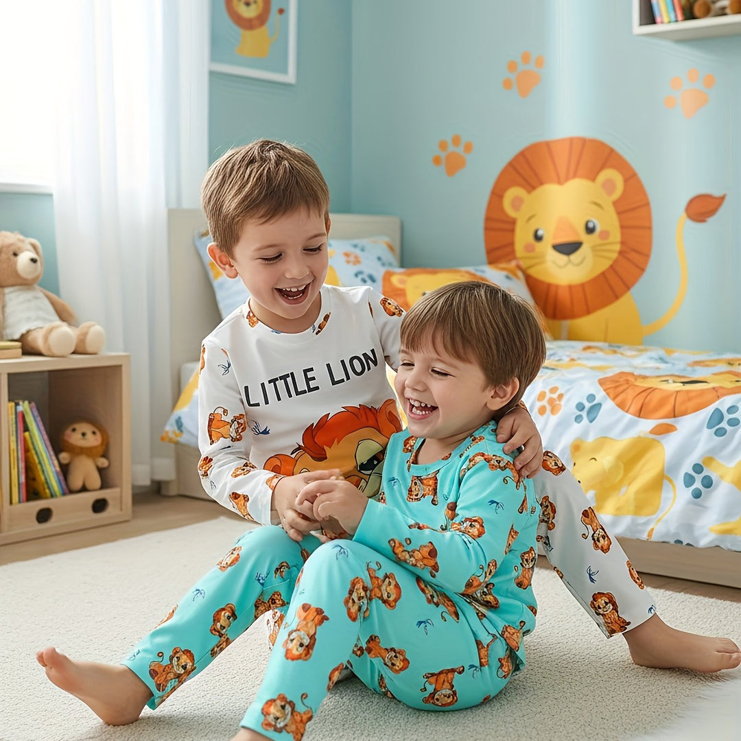 LionDreams™ – 2-delige Jongens Leeuwenpyjama – Zachte Longsleeve & Broek