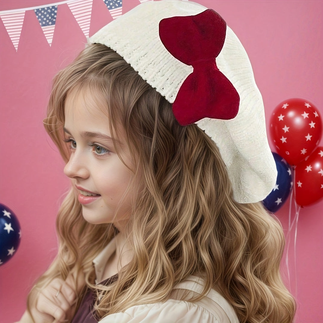 RibbonCozy™ – Meisjes Wintermuts met Strik – Zachte Gebreide Beanie