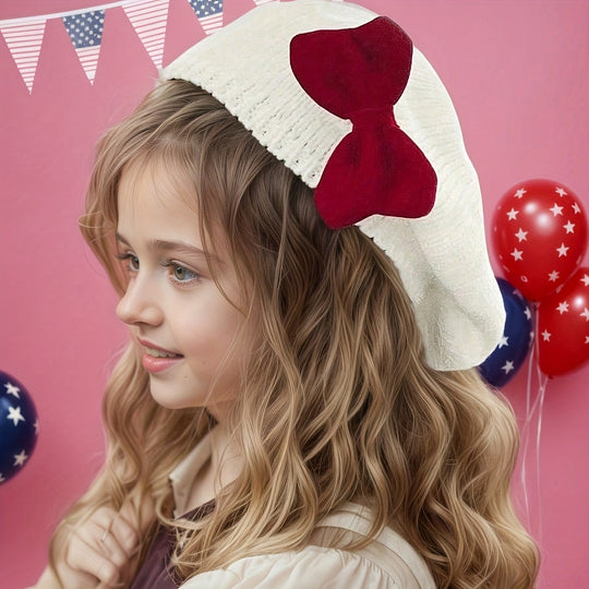 RibbonCozy™ – Meisjes Wintermuts met Strik – Zachte Gebreide Beanie