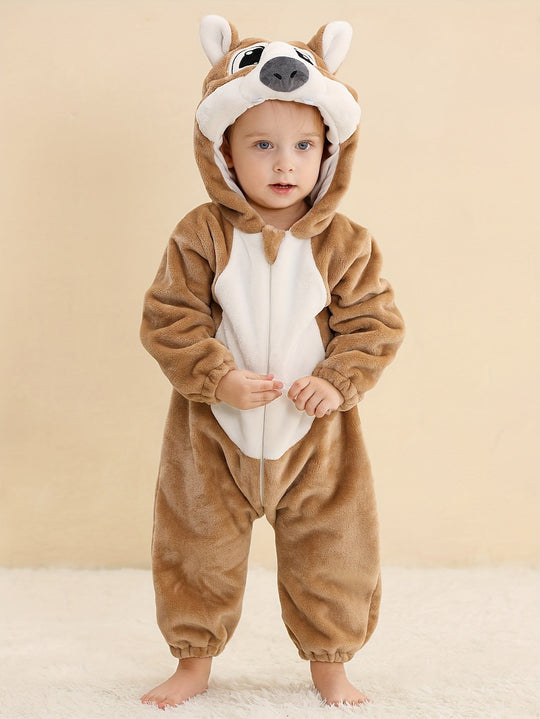 FuzzyCub™ – Schattige Dierenromper met Capuchon voor Babyjongens