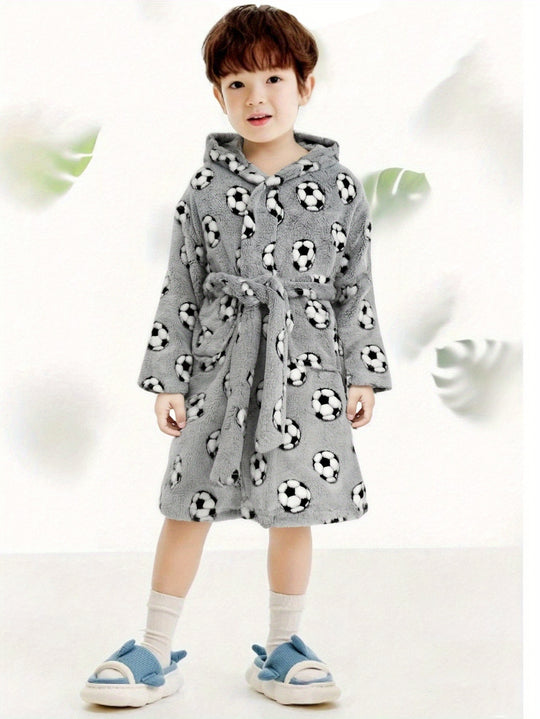 FootballFun™ – Kinderbadjas met Capuchon en Voetbalprint