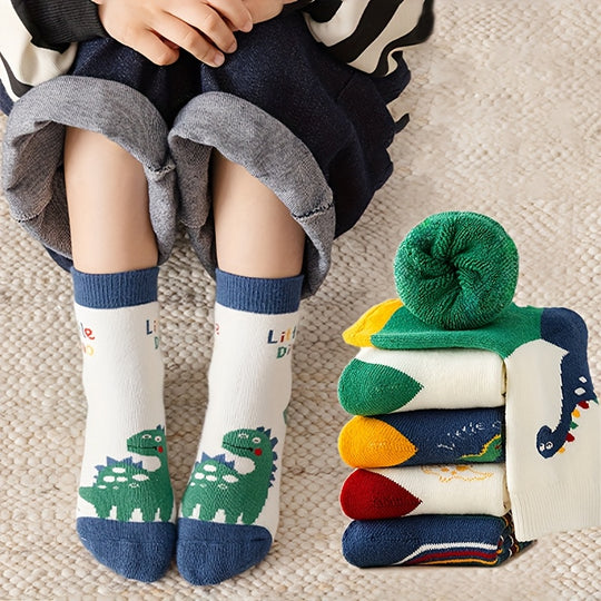 DinoSteps™ – 10-Pack Jongens Wintersokken Set – Warme Mid-Calf Sokken