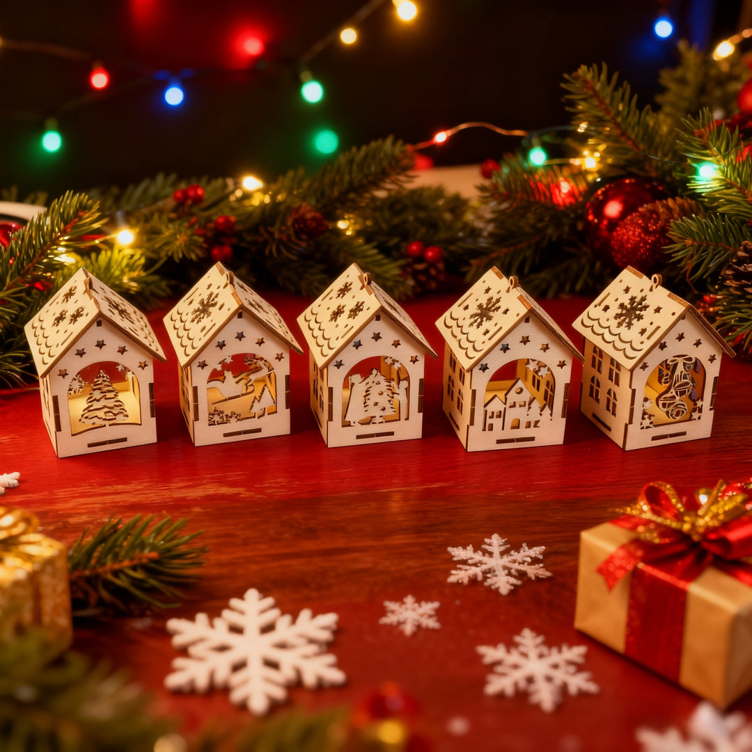 VillageCraft™ – 5-delige 3D Miniatuur Kerstdorp Bouwset
