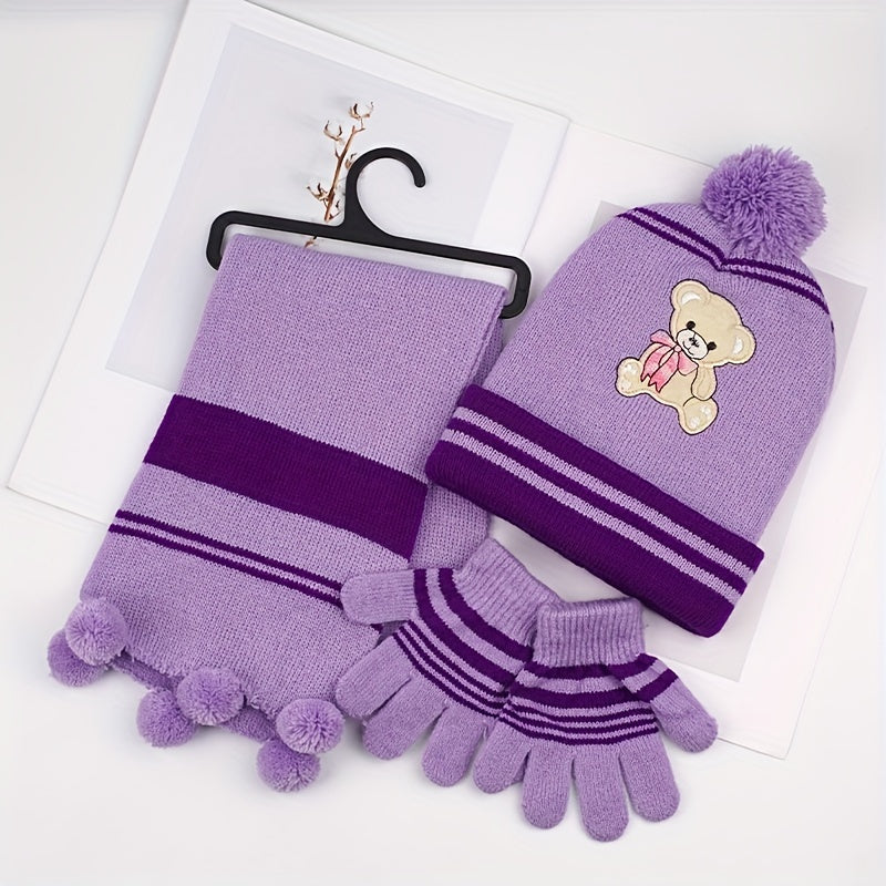 BearCozy™ – Meisjes 3-delige Winter Set – Sjaal, Muts & Handschoenen