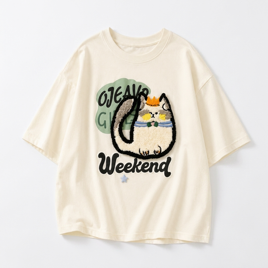 Katoon Oversized Kinder T-shirt met Kattenprint studio productfoto - Milo & Moon