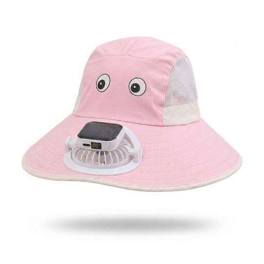 SunBreeze Kinder Zomerhoed met Ventilator studio productfoto - Milo & Moon