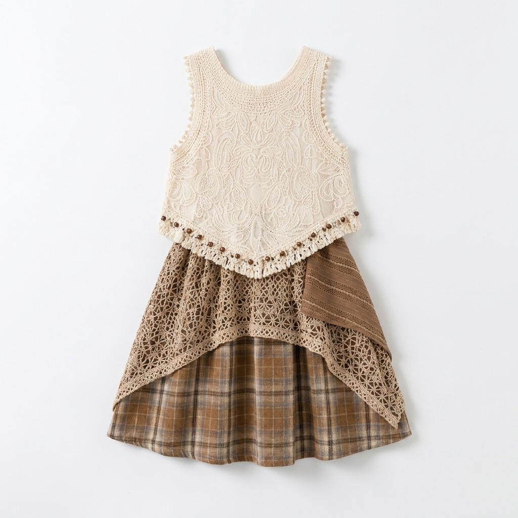 Madelief Gehaakte Top met Geruite Rok Zomerset studio productfoto - Milo & Moon