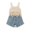 Zonnekind Set met Boho-Top en Denimshort studio productfoto - Milo & Moon