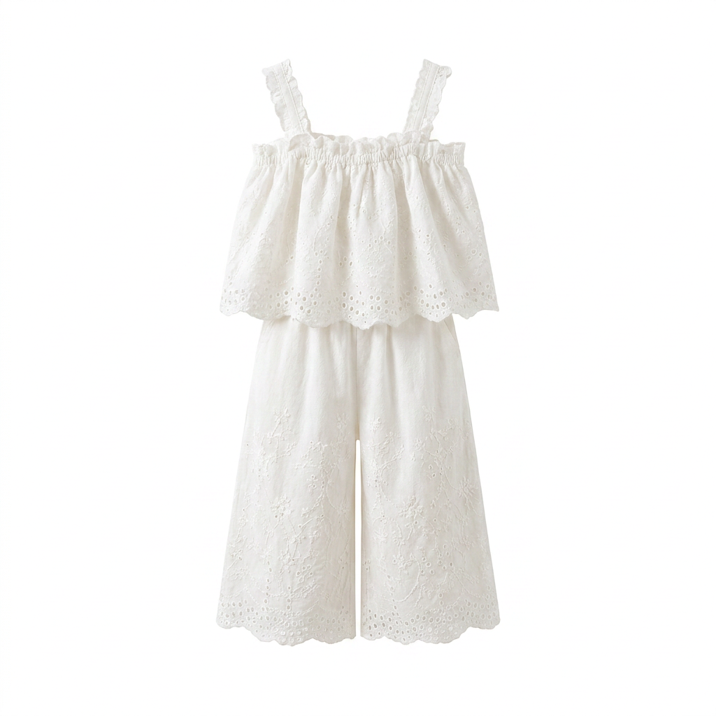 Zomerlief Zomerset Kanten Top en Broek studio productfoto - Milo & Moon