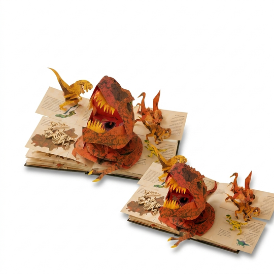 DinoPop 3D Dinosaurussen Encyclopedie Pop-Up Boek studio productfoto - Milo & Moon