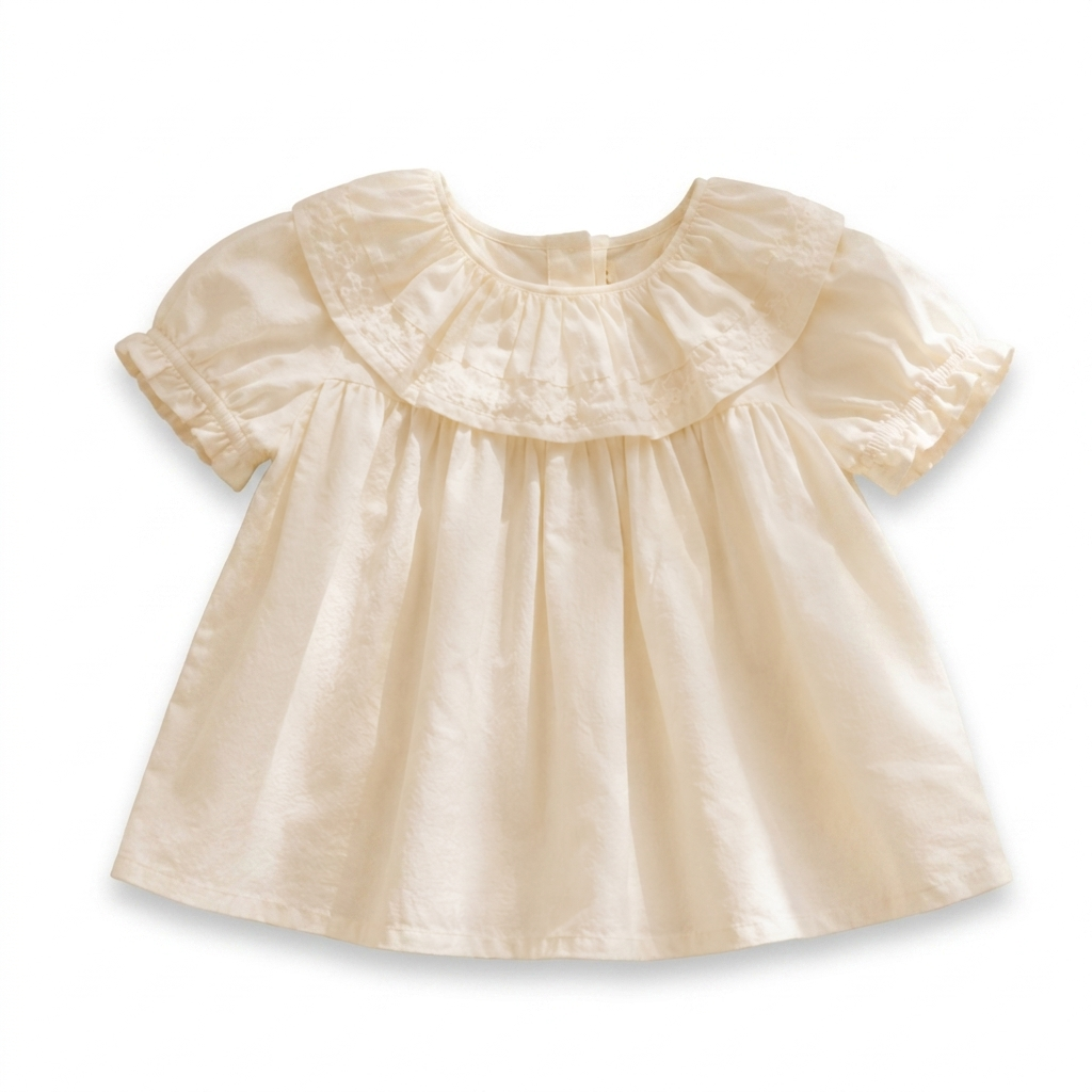 Fleurette Kinder Top met Ruffle Kraag studio productfoto - Milo & Moon