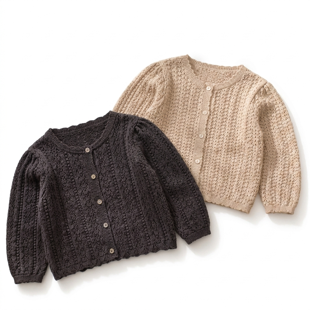 Knoopje Zacht Gebreid Kinder Vest met Knoopsluiting studio productfoto - Milo & Moon