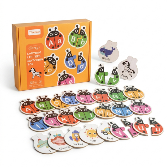 LetterLoket – Houten Alfabet Puzzel en Letter Matching Spel studio productfoto - Milo & Moon