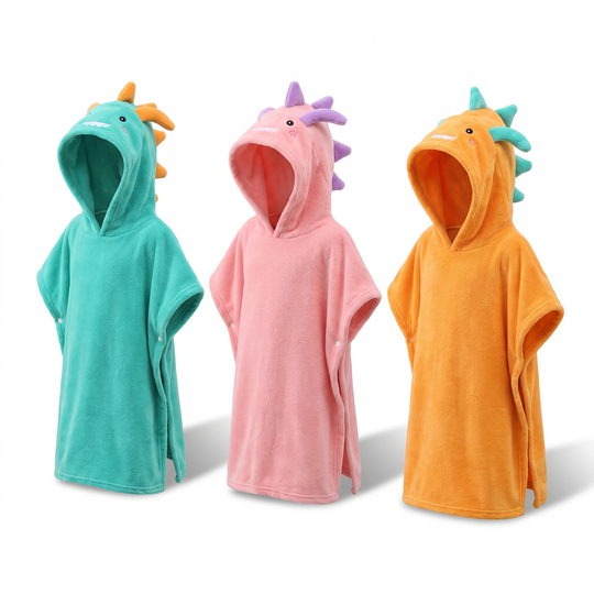 <font dir="auto" style="vertical-align: inherit;"><font dir="auto" style="vertical-align: inherit;">Peignoir de bain portable pour enfants, nouveau style, petit dinosaure, mignon, doux et absorbant, avec capuche.</font></font>