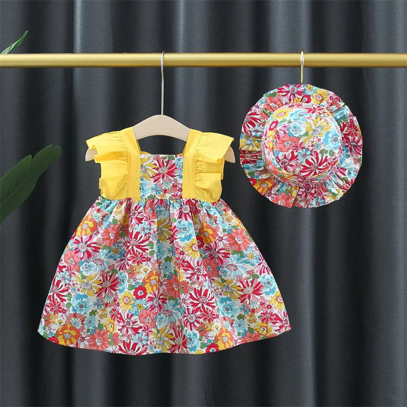 PetalBloom – Zomerjurk met Bloemenprint & Hoed