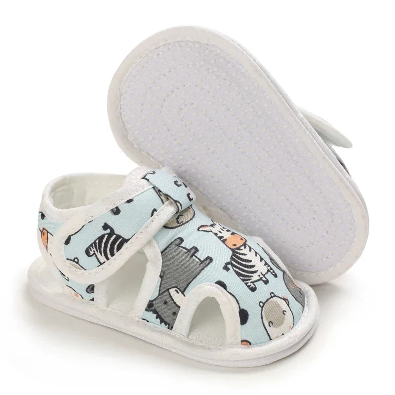 SunnySteps™ – Ademend Design met Dierenprint – Zachte Baby Sandalen