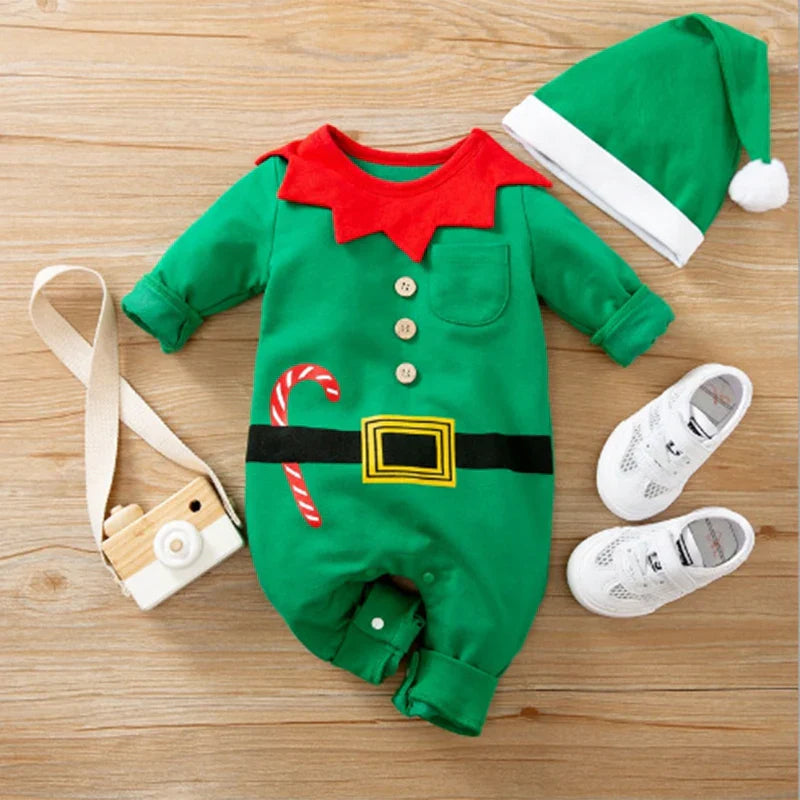 TinyClaus™ – Zacht Katoenen Kerstpak – Eerste Kerstoutfit voor Baby’s